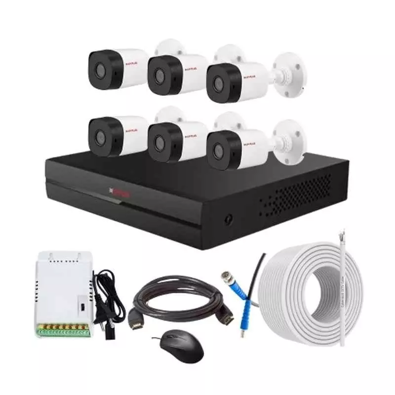 CP PLUS CCTV Combo Kit 2.4 MP Indoor & Outdoor with 8 Channel DVR, 6 Bullet Camera, 8 Channel SMPS, 70 m Copper Cable & Connectors