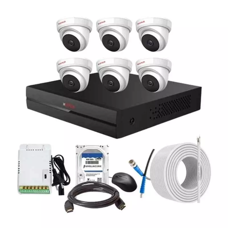 CP PLUS CCTV Combo Kit 2.4 MP Indoor & Outdoor with 8 Channel DVR, 6 Dome Camera, 8 Channel SMPS, 70 m Copper Cable, 2TB HDD & Connectors