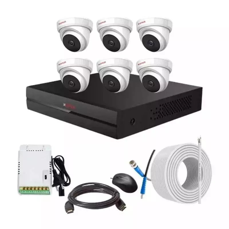 CP PLUS CCTV Combo Kit 2.4 MP Indoor & Outdoor with 8 Channel DVR, 6 Dome Camera, 8 Channel SMPS, 70 m Copper Cable & Connectors Without HDD