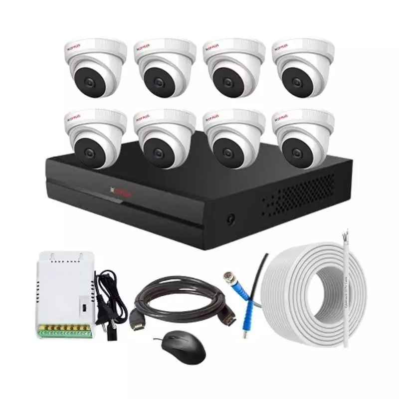 CP PLUS CCTV Combo Kit 2.4 MP Indoor & Outdoor with 8 Channel DVR, 8 Dome Camera, 8 Channel SMPS, 70 m Copper Cable & Connectors