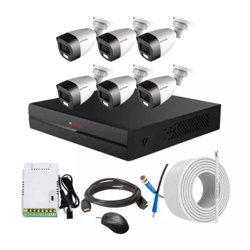 CP PLUS CCTV Combo Kit 2.4 MP Full Colour HD Audio Indoor & Outdoor with 8 Channel DVR, 6 Bullet Camera, 8 Channel SMPS, 70 m Copper Cable & Connectors