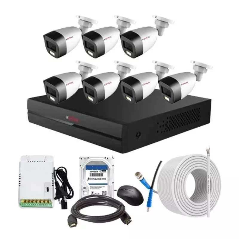 CP PLUS CCTV Combo Kit 2.4 MP Full Colour HD Audio Indoor & Outdoor with 8 Channel DVR, 7 Bullet Camera, 8 Channel SMPS, 70 m Copper Cable, 1 TB HDD & Connectors