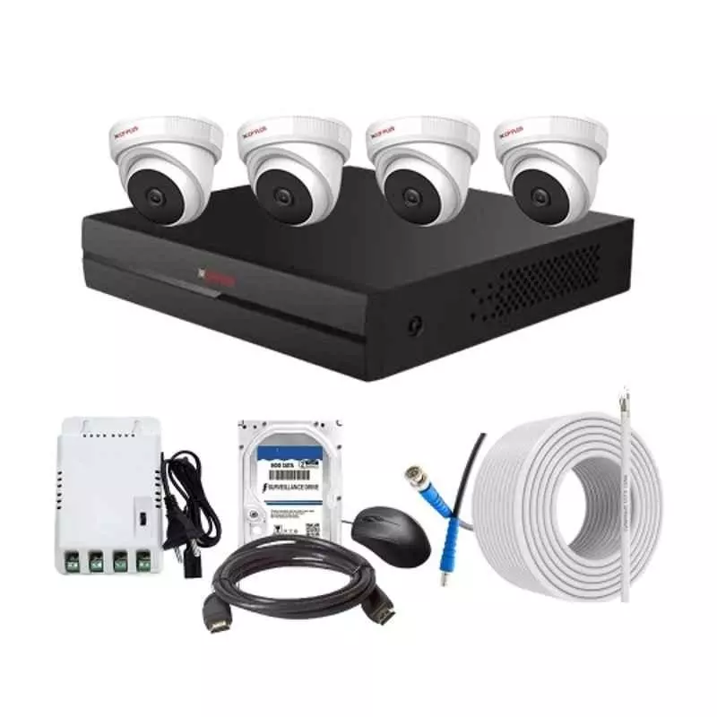 CP PLUS CCTV Combo Kit 2.4 MP Full HD Audio Indoor & Outdoor with 4 Channel DVR 4 Dome Camera, 4 Channel SMPS, 70 m Copper Cable 1 TB HDD & Connectors