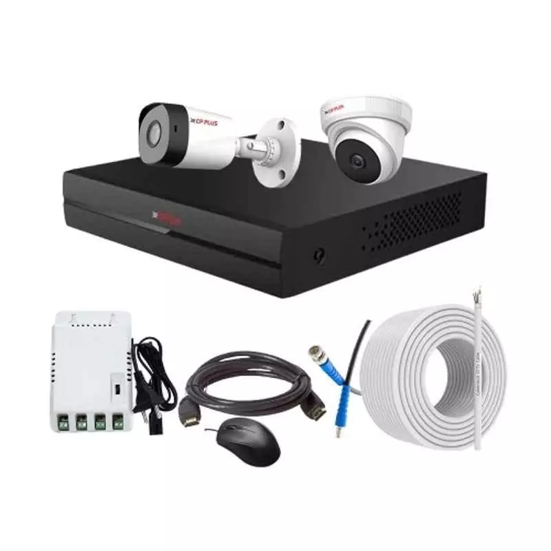 CP PLUS CCTV Combo Kit 2.4 MP Full HD Audio Indoor & Outdoor with 4 Channel DVR 1 Dome, 1 Bullet Camera, 4 Channel SMPS, 70 m Copper Cable & Connectors