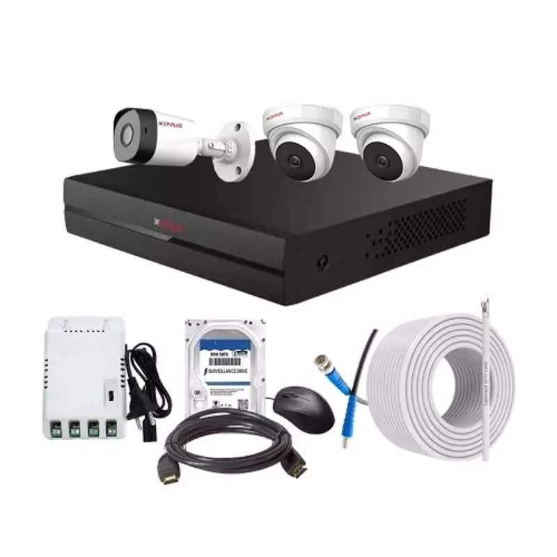 CP PLUS CCTV Combo Kit 2.4 MP Full HD Audio Indoor & Outdoor with 4 Channel DVR 1 Bullet, 2 Dome Camera, 4 Channel SMPS, 70 m Cable 2 TB HDD & Connectors
