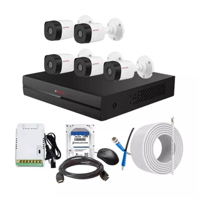 CP PLUS CCTV Combo Kit 2.4 MP Indoor & Outdoor with 8 Channel DVR, 5 Bullet Camera, 8 Channel SMPS, 70 m Copper Cable, 2TB HDD & Connectors