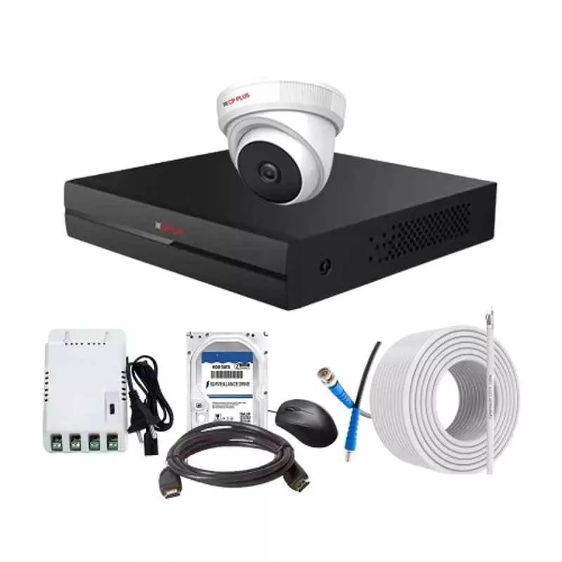 CP PLUS CCTV Combo Kit 2.4 MP Full HD Audio Indoor & Outdoor with 4 Channel DVR 1 Dome Camera, 4 Channel SMPS, 70 m Copper Cable 500 GB HDD & Connectors