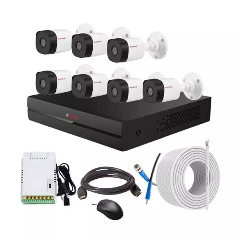 CP PLUS CCTV Combo Kit 2.4 MP Indoor & Outdoor with 8 Channel DVR, 7 Bullet Camera, 8 Channel SMPS, 70 m Copper Cable & Connectors