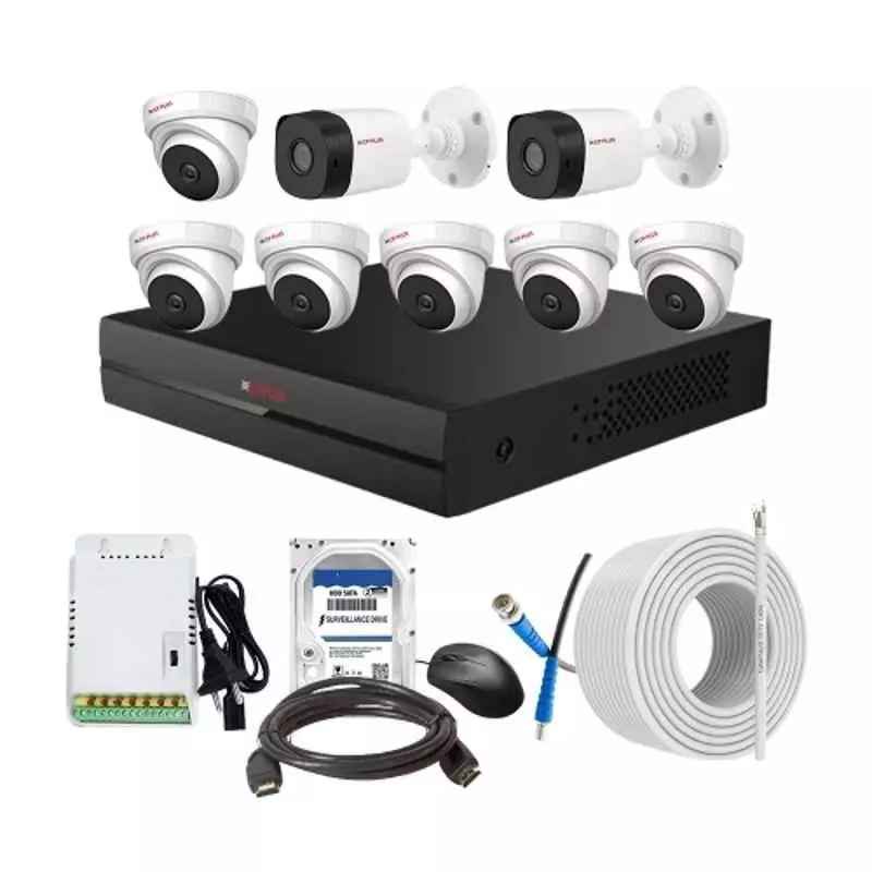 CP PLUS CCTV Combo Kit 2.4 MP Indoor & Outdoor with 8 Channel DVR, 6 Dome 2 Bullet Camera, 8 Channel SMPS, 70 m Cable, 2TB HDD & Connectors