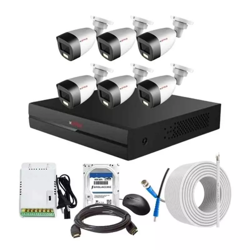 CP PLUS CCTV Combo Kit 2.4 MP Full Colour HD Audio Indoor & Outdoor with 8 Channel DVR, 6 Bullet Camera, 8 Channel SMPS, 70 m Copper Cable, 500 GB HDD & Connectors