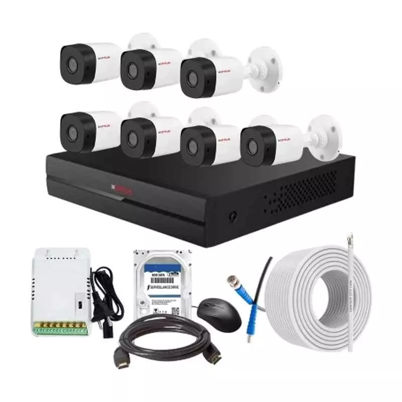 CP PLUS CCTV Combo Kit 2.4 MP Indoor & Outdoor with 8 Channel DVR, 7 Bullet Camera, 8 Channel SMPS, 70 m Copper Cable, 2TB HDD & Connectors