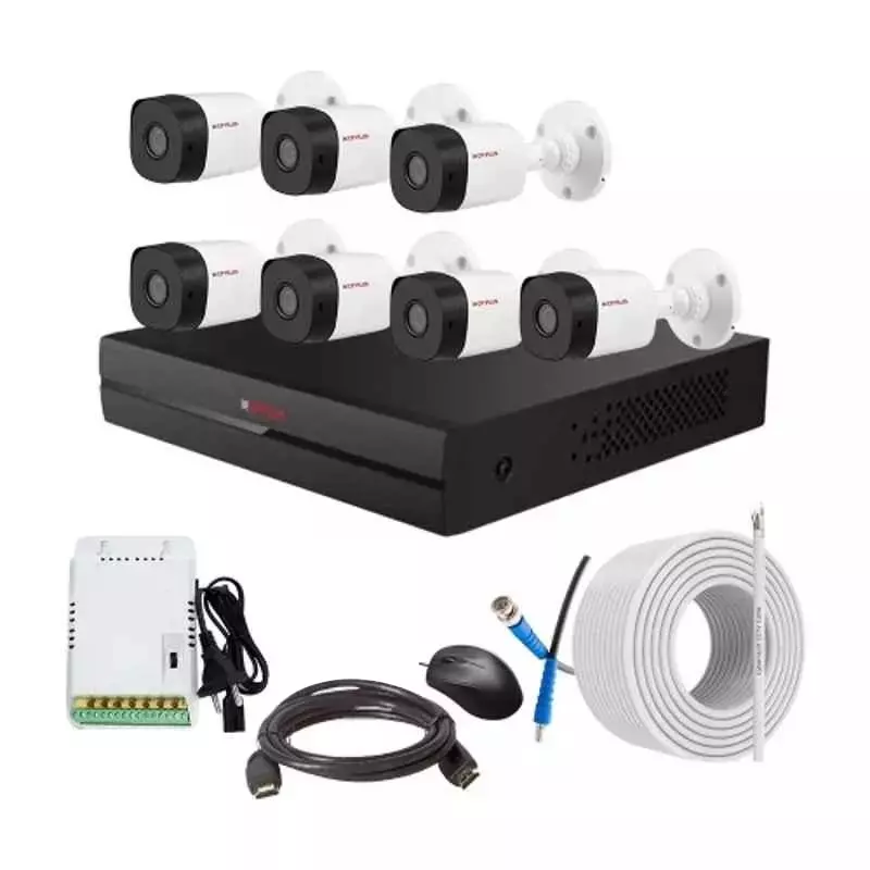 CP PLUS CCTV Combo Kit 2.4 MP Indoor & Outdoor with 8 Channel DVR, 7 Bullet Camera, 8 Channel SMPS, 70 m Copper Cable & Connectors Without HDD