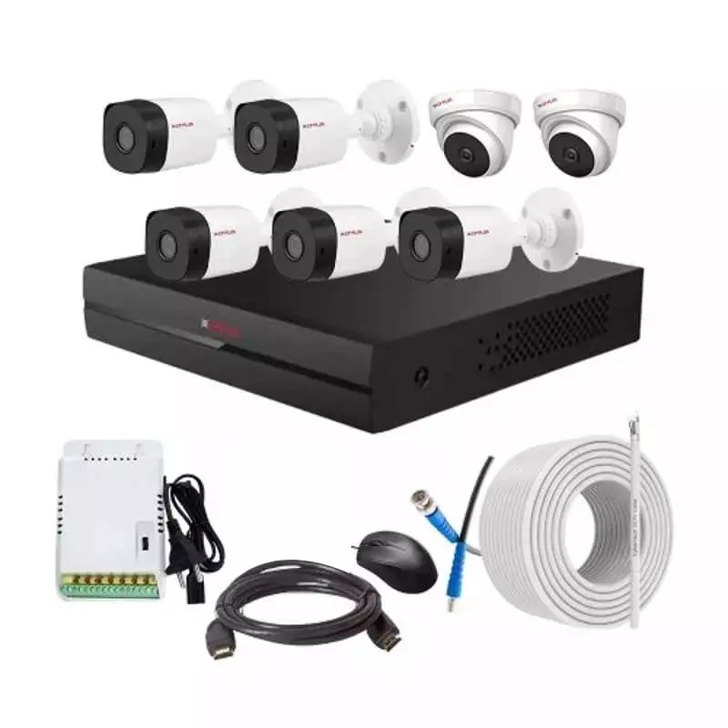 CP PLUS CCTV Combo Kit 2.4 MP Indoor & Outdoor with 8 Channel DVR, 5 Bullet 2 Dome Camera, 8 Channel SMPS, 70 m Cable & Connectors Without HDD