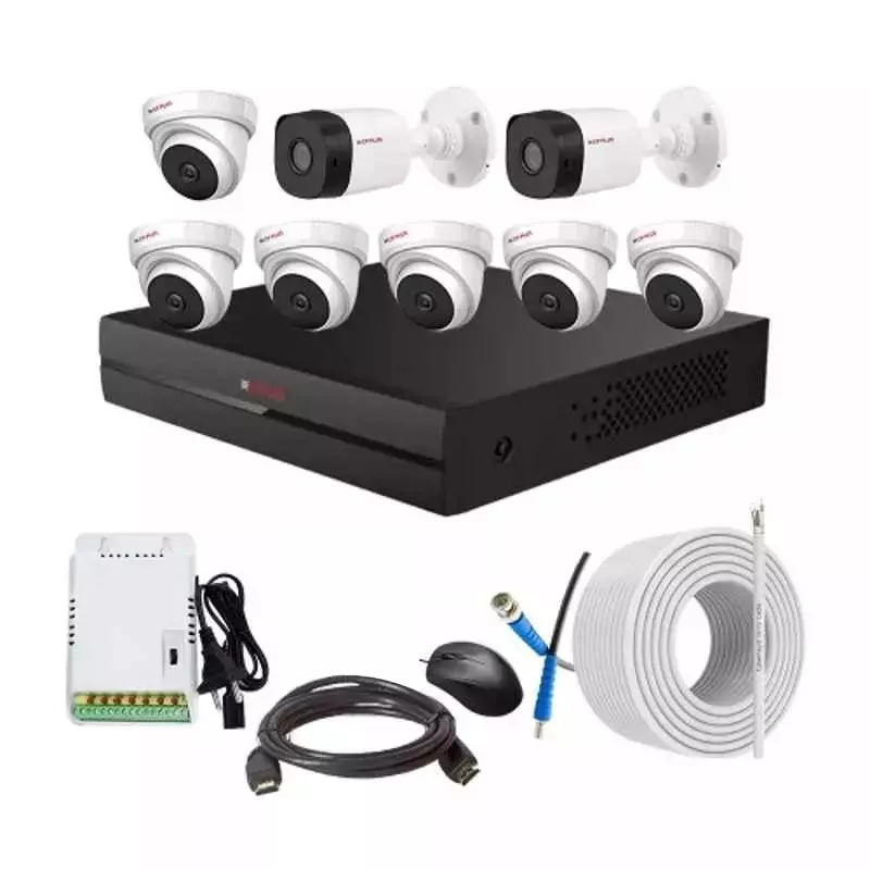 CP PLUS CCTV Combo Kit 2.4 MP Indoor & Outdoor with 8 Channel DVR, 6 Dome 2 Bullet Camera, 8 Channel SMPS, 70 m Cable & Connectors Without HDD