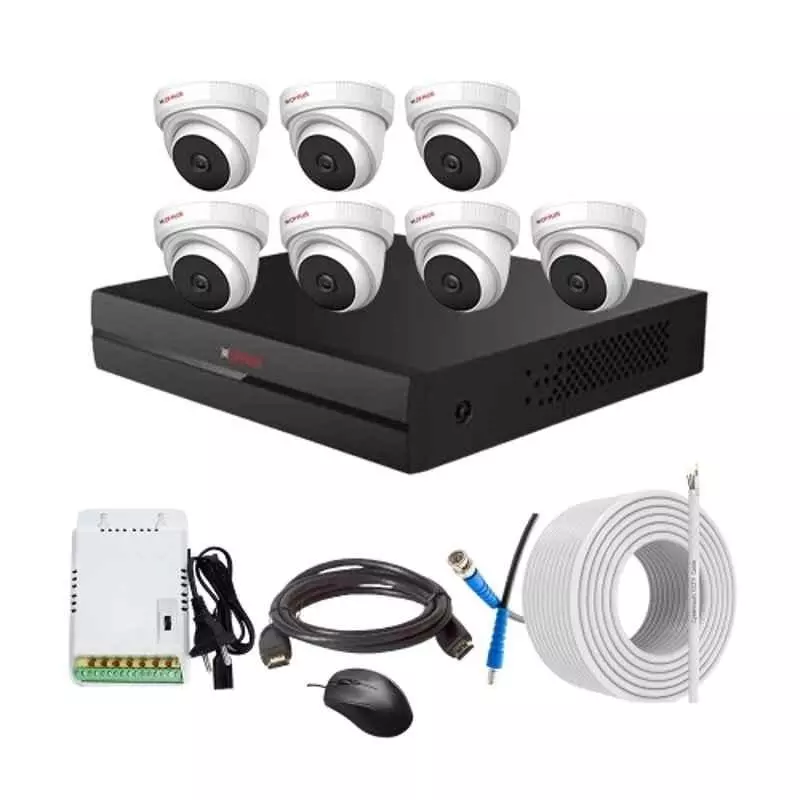 CP PLUS CCTV Combo Kit 2.4 MP Full HD Audio Indoor & Outdoor with 8 Channel DVR 7 Dome Camera, 8 Channel SMPS, 70 m Copper Cable & Connectors