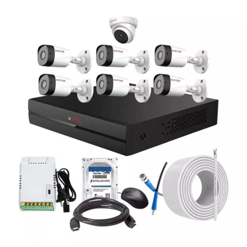 CP PLUS CCTV Combo Kit 2.4 MP Full HD Audio Indoor & Outdoor with 8 Channel DVR 6 Bullet, 1 Dome Camera, 8 Channel SMPS, 70 m Cable 1 TB HDD & Connectors