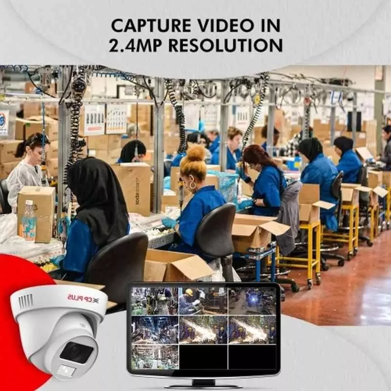 CP PLUS CCTV Combo Kit 2.4 MP Full Colour HD Audio Indoor & Outdoor with 4 Channel DVR, 2 Dome 2 Bullet Camera, 4 Channel SMPS, 70 m Cable, 1 TB HDD & Connectors