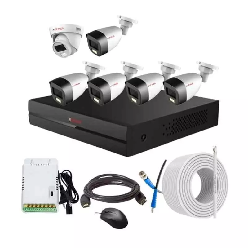 CP PLUS CCTV Combo Kit 2.4 MP Full Colour HD Audio Indoor & Outdoor with 8 Channel DVR, 5 Bullet 1 Dome Camera, 8 Channel SMPS, 70 m Copper Cable & Connectors