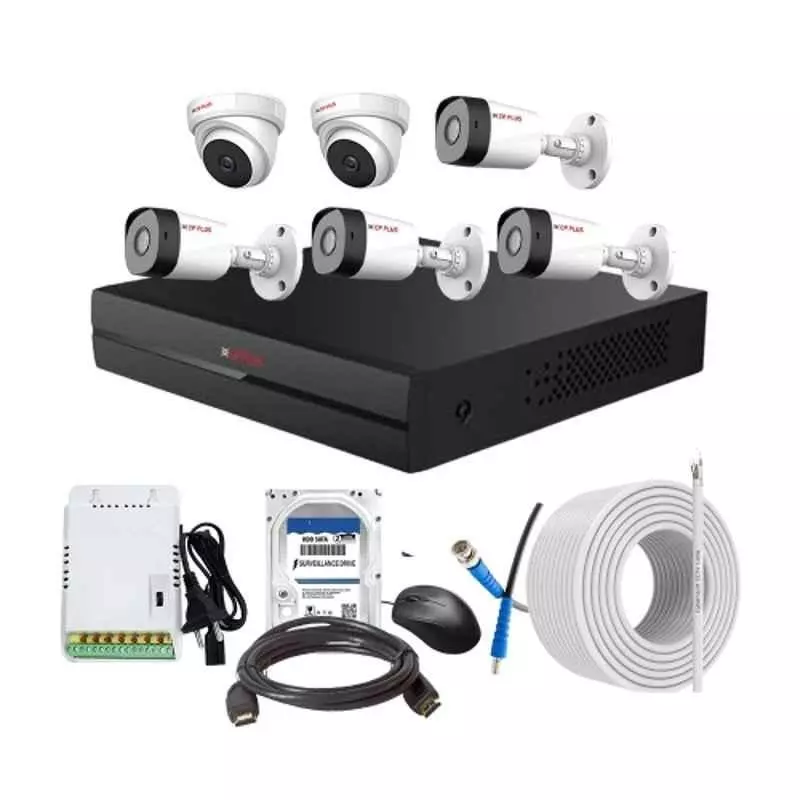CP PLUS CCTV Combo Kit 2.4 MP Full HD Audio Indoor & Outdoor with 8 Channel DVR 4 Bullet, 2 Dome Camera, 8 Channel SMPS, 70 m Cable 2 TB HDD & Connectors
