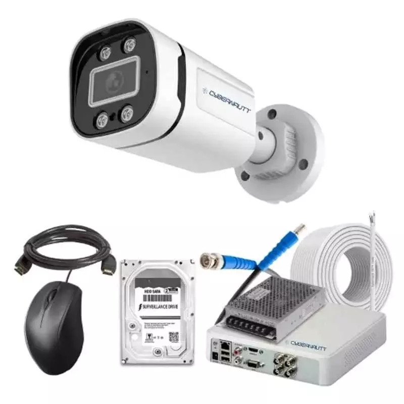 Cybernautt 2.4 MP Indoor & Outdoor CCTV Combo Kit with 4 Channel DVR 1 Bullet Camera 4 Channel SMPS 50 m Copper Cable 1 TB Hard Disk & Connectors