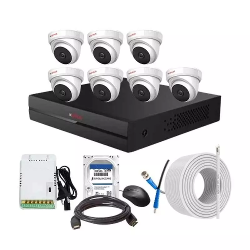 CP PLUS CCTV Combo Kit 2.4 MP Full HD Audio Indoor & Outdoor with 8 Channel DVR 7 Dome Camera, 8 Channel SMPS, 70 m Copper Cable 500 GB HDD & Connectors