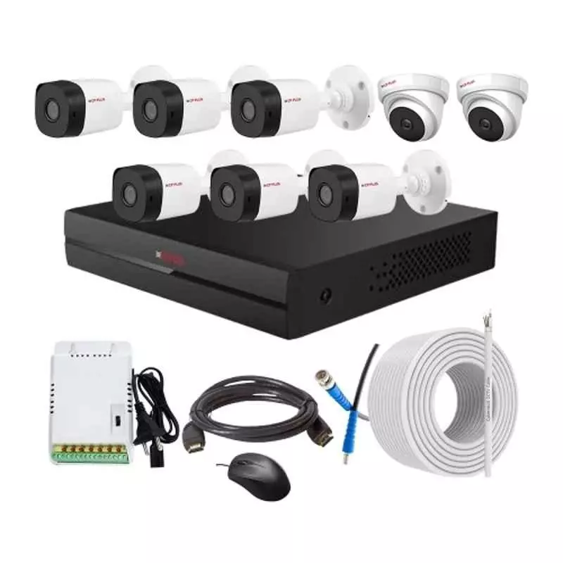 CP PLUS CCTV Combo Kit 2.4 MP Indoor & Outdoor with 8 Channel DVR, 6 Bullet 2 Dome Camera, 8 Channel SMPS, 70 m Copper Cable & Connectors