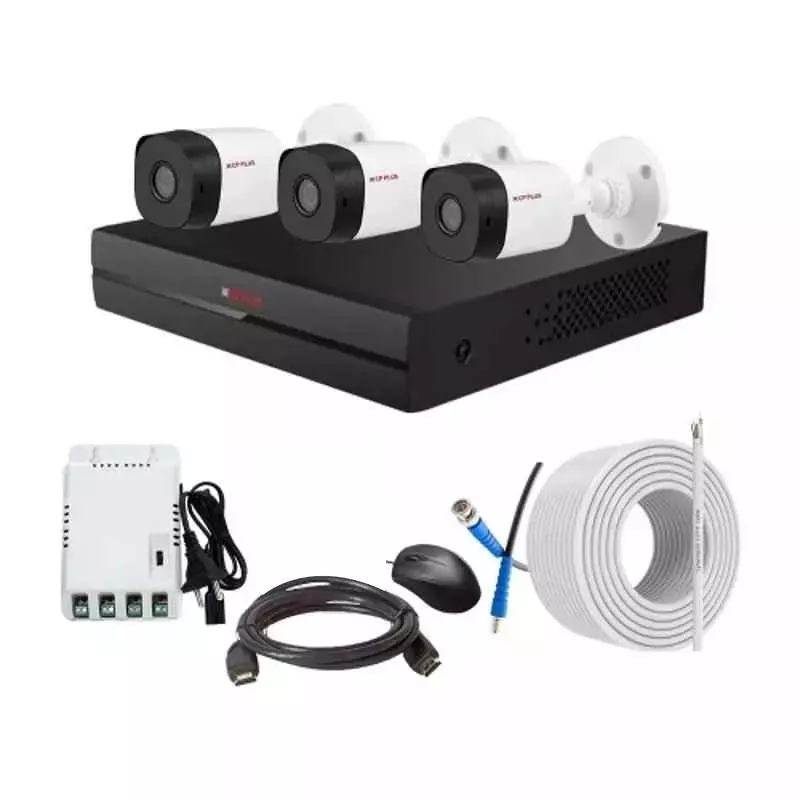 CP PLUS CCTV Combo Kit 2.4 MP Indoor & Outdoor with 4 Channel DVR, 3 Bullet Camera, 4 Channel SMPS, 70 m Copper Cable & Connectors Without HDD