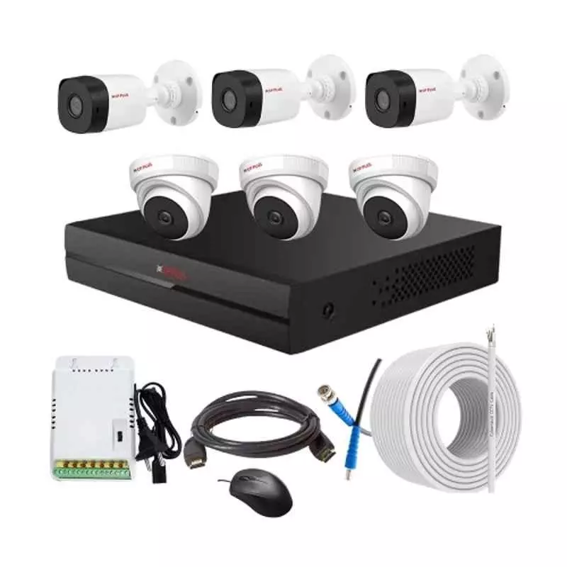 CP PLUS CCTV Combo Kit 2.4 MP Indoor & Outdoor with 8 Channel DVR, 3 Dome 3 Bullet Camera, 8 Channel SMPS, 70 m Copper Cable & Connectors