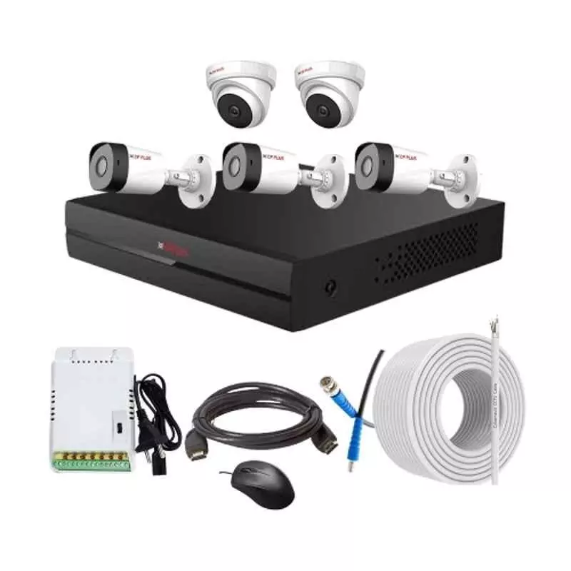 CP PLUS CCTV Combo Kit 2.4 MP Full HD Audio Indoor & Outdoor with 8 Channel DVR 3 Bullet, 2 Dome Camera, 8 Channel SMPS, 70 m Copper Cable & Connectors