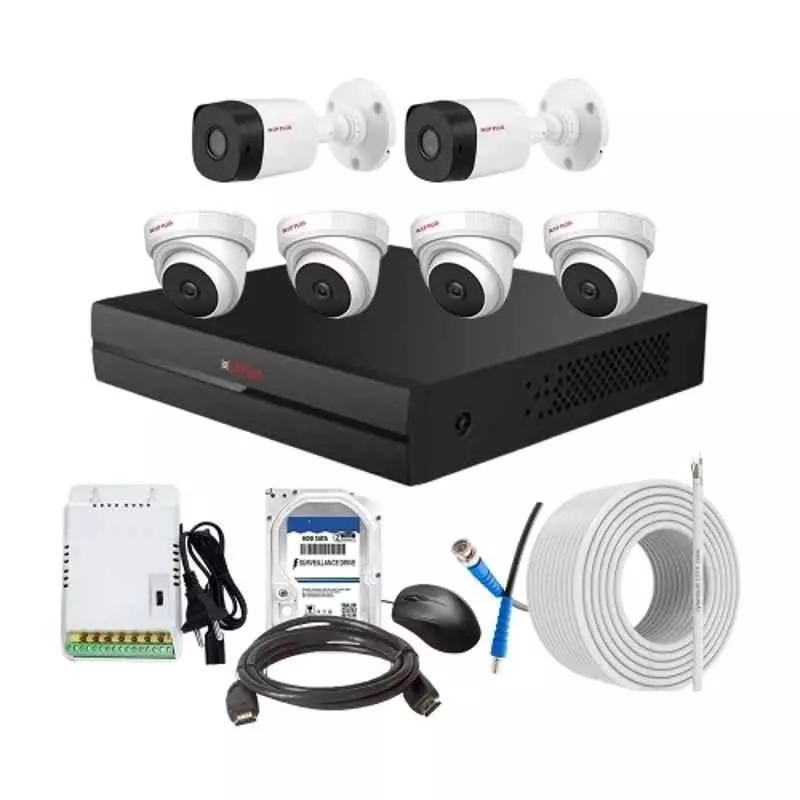 CP PLUS CCTV Combo Kit 2.4 MP Indoor & Outdoor with 8 Channel DVR, 4 Dome 2 Bullet Camera, 8 Channel SMPS, 70 m Cable, 2TB HDD & Connectors