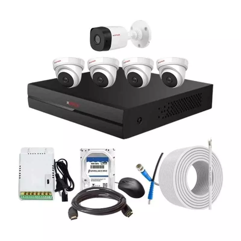 CP PLUS CCTV Combo Kit 2.4 MP Indoor & Outdoor with 8 Channel DVR, 1 Bullet 4 Dome Camera, 8 Channel SMPS, 70 m Cable, 500GB HDD & Connectors
