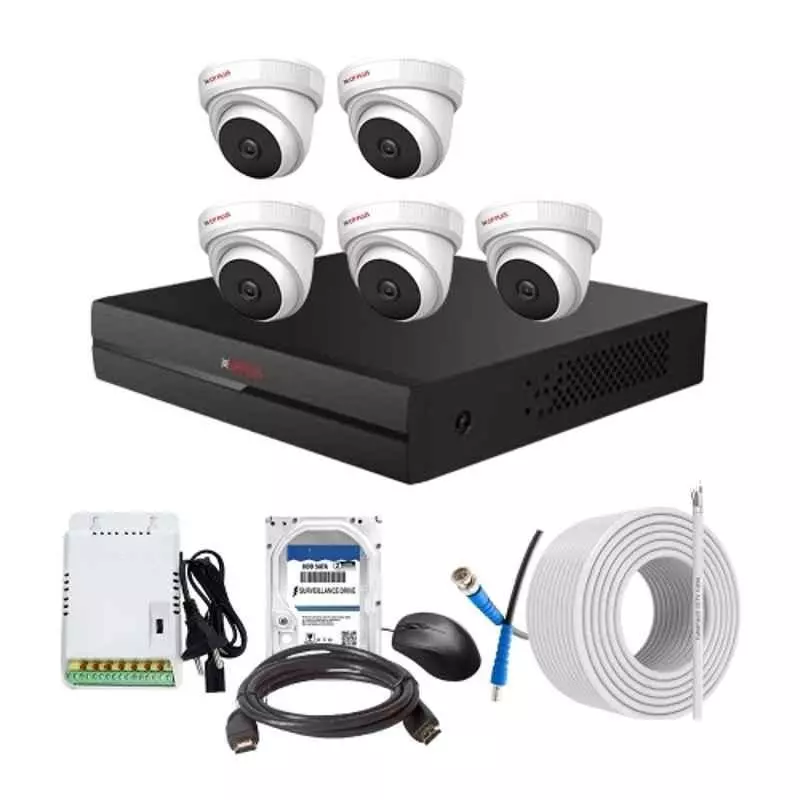 CP PLUS CCTV Combo Kit 2.4 MP Indoor & Outdoor with 8 Channel DVR, 5 Dome Camera, 8 Channel SMPS, 70 m Copper Cable, 2TB HDD & Connectors