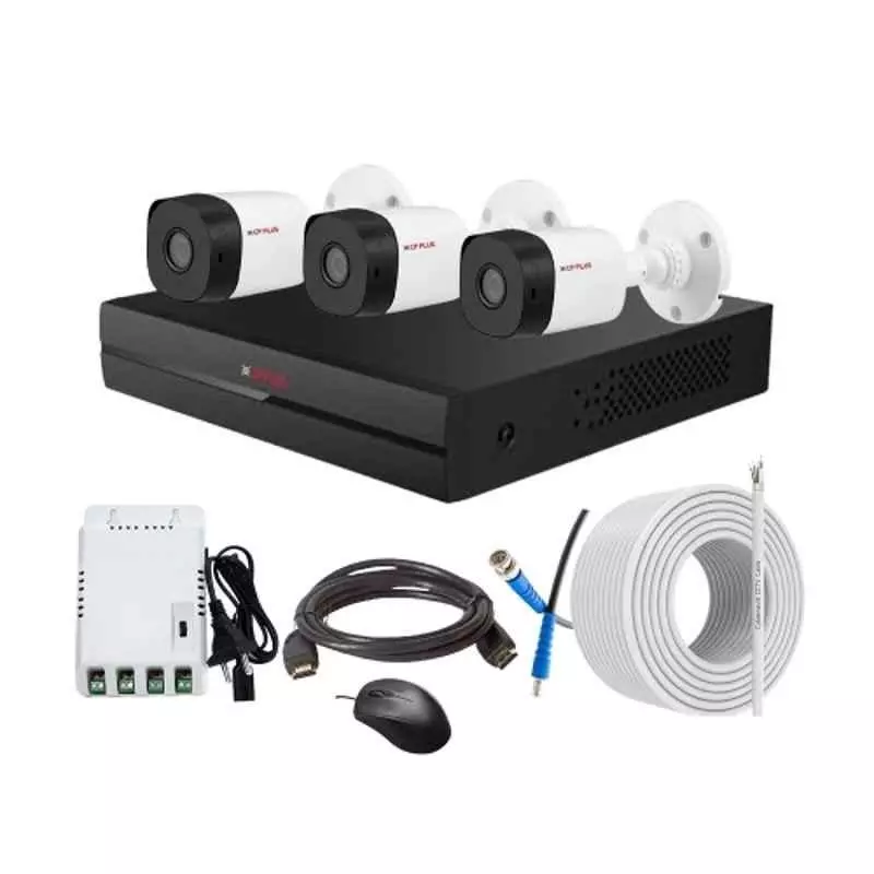CP PLUS CCTV Combo Kit 2.4 MP Indoor & Outdoor with 4 Channel DVR, 3 Bullet Camera, 4 Channel SMPS, 70 m Copper Cable & Connectors