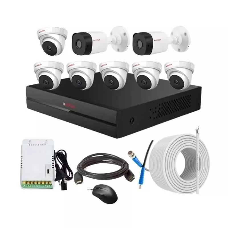 CP PLUS CCTV Combo Kit 2.4 MP Indoor & Outdoor with 8 Channel DVR, 6 Dome 2 Bullet Camera, 8 Channel SMPS, 70 m Copper Cable & Connectors