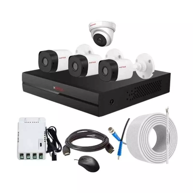 CP PLUS CCTV Combo Kit 2.4 MP Indoor & Outdoor with 4 Channel DVR, 3 Bullet 1 Dome Camera, 4 Channel SMPS, 70 m Copper Cable & Connectors