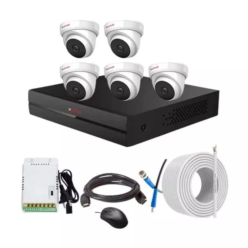 CP PLUS CCTV Combo Kit 2.4 MP Full HD Audio Indoor & Outdoor with 8 Channel DVR 5 Dome Camera, 8 Channel SMPS, 70 m Copper Cable & Connectors