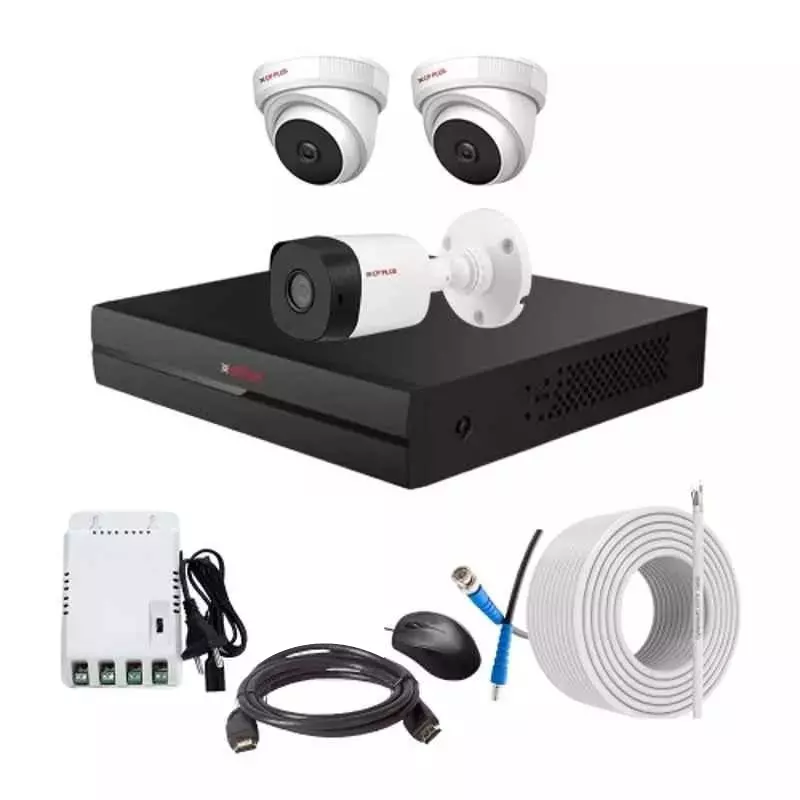 CP PLUS CCTV Combo Kit 2.4 MP Indoor & Outdoor with 4 Channel DVR, 1 Bullet 2 Dome Camera, 4 Channel SMPS, 70 m Cable & Connectors Without HDD