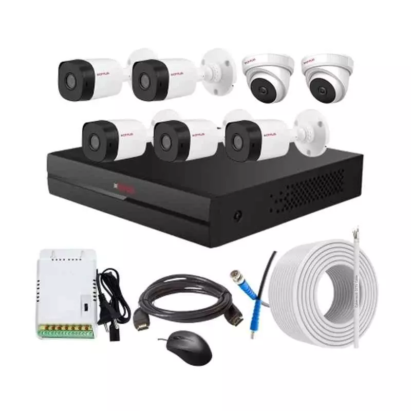 CP PLUS CCTV Combo Kit 2.4 MP Indoor & Outdoor with 8 Channel DVR, 5 Bullet 2 Dome Camera, 8 Channel SMPS, 70 m Copper Cable & Connectors