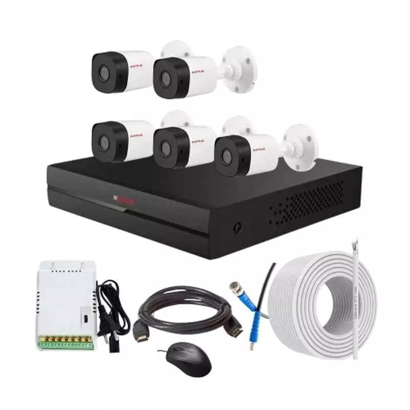 CP PLUS CCTV Combo Kit 2.4 MP Indoor & Outdoor with 8 Channel DVR, 5 Bullet Camera, 8 Channel SMPS, 70 m Copper Cable & Connectors