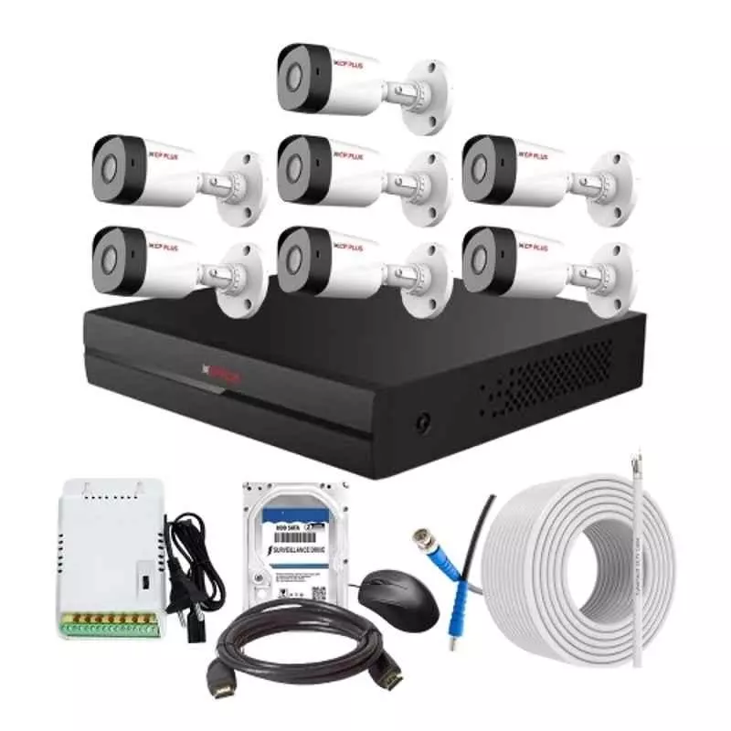 CP PLUS CCTV Combo Kit 2.4 MP Full HD Audio Indoor & Outdoor with 8 Channel DVR 7 Bullet Camera, 8 Channel SMPS, 70 m Copper Cable 2 TB HDD & Connectors