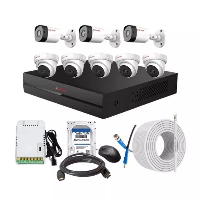 CP PLUS CCTV Combo Kit 2.4 MP Full HD Audio Indoor & Outdoor with 8 Channel DVR 5 Dome, 3 Bullet Camera, 8 Channel SMPS, 70 m Cable 2 TB HDD & Connectors