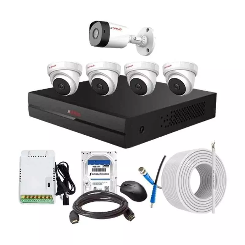 CP PLUS CCTV Combo Kit 2.4 MP Full HD Audio Indoor & Outdoor with 8 Channel DVR 1 Bullet, 4 Dome Camera, 8 Channel SMPS, 70 m Cable 1 TB HDD & Connectors