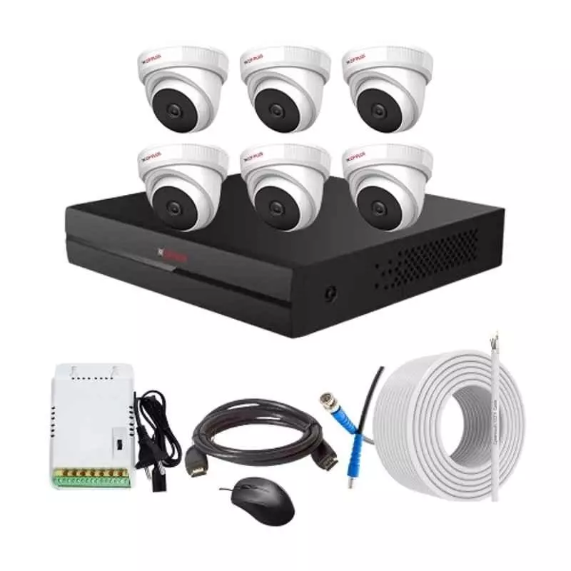 CP PLUS CCTV Combo Kit 2.4 MP Full HD Audio Indoor & Outdoor with 8 Channel DVR 6 Dome Camera, 8 Channel SMPS, 70 m Copper Cable & Connectors