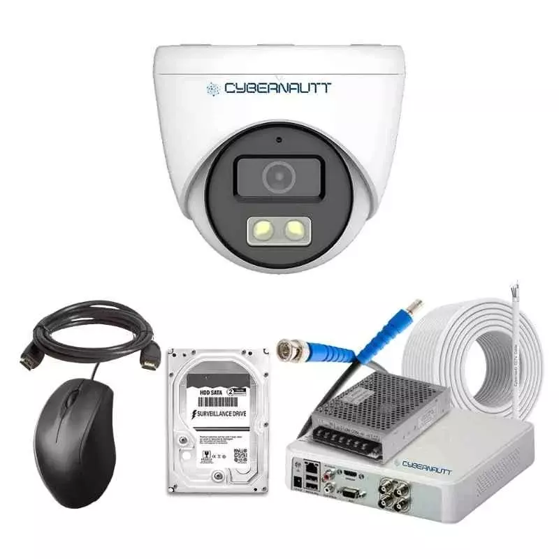 Cybernautt 2.4 MP Indoor & Outdoor CCTV Combo Kit with 4 Channel DVR 1 Dome Camera 4 Channel SMPS 50 m Copper Cable 1 TB Hard Disk & Connectors