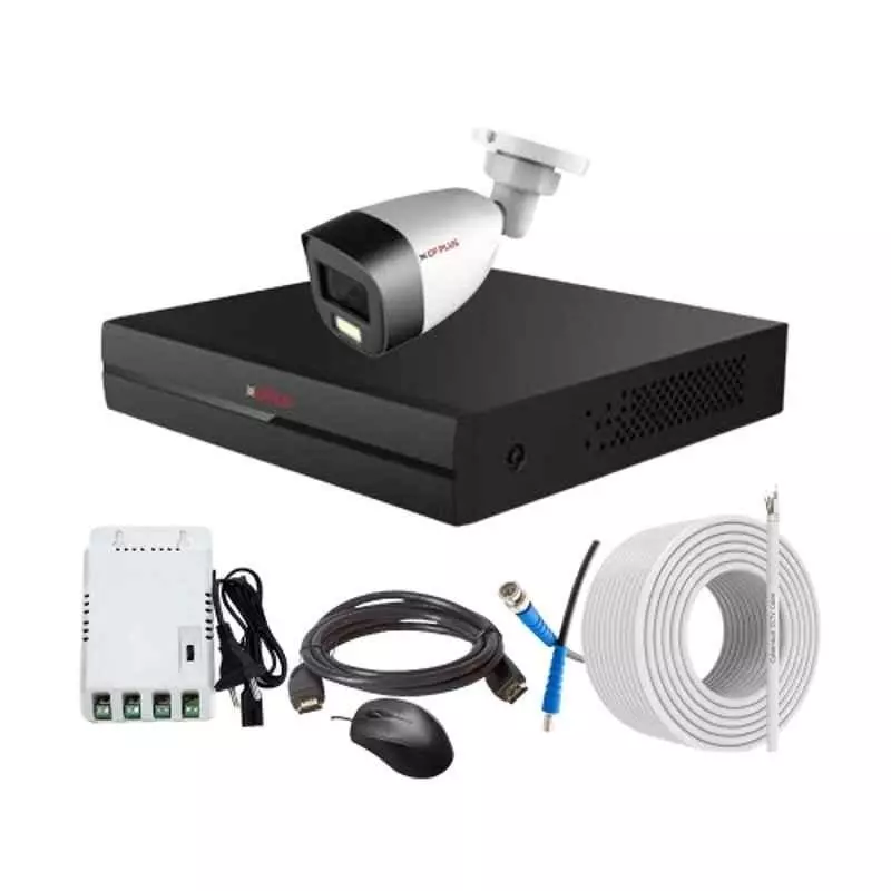 CP PLUS CCTV Combo Kit 2.4 MP Full Colour HD Audio Indoor & Outdoor with 4 Channel DVR, 1 Bullet Camera, 4 Channel SMPS, 70 m Copper Cable & Connectors