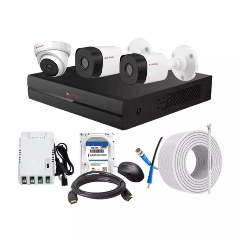 CP PLUS CCTV Combo Kit 2.4 MP Indoor & Outdoor with 4 Channel DVR, 2 Bullet 1 Dome Camera, 4 Channel SMPS, 70 m Cable, 2TB HDD & Connectors