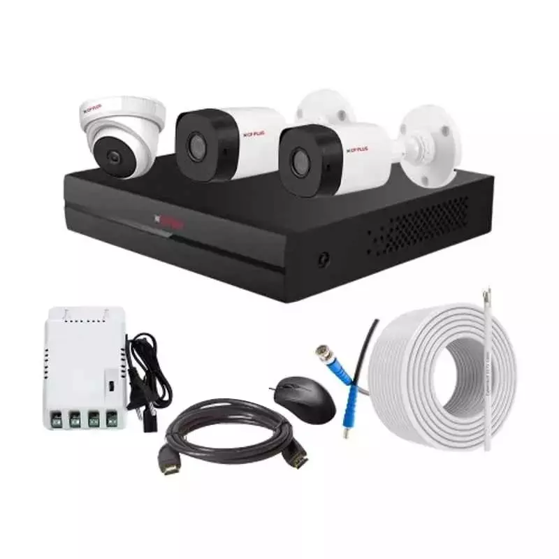 CP PLUS CCTV Combo Kit 2.4 MP Indoor & Outdoor with 4 Channel DVR, 2 Bullet 1 Dome Camera, 4 Channel SMPS, 70 m Cable & Connectors Without HDD