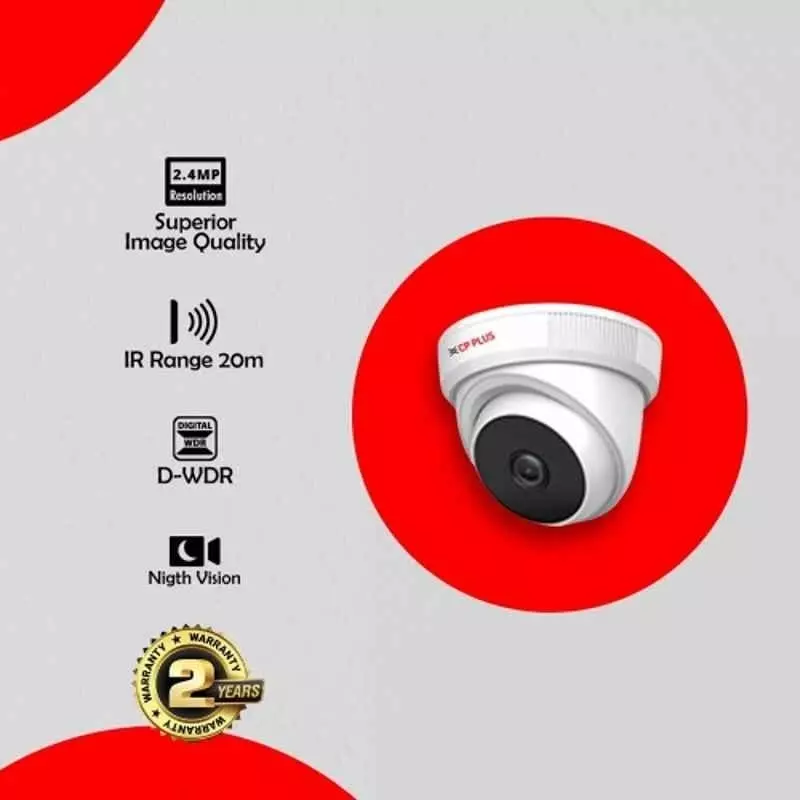 CP PLUS CCTV Combo Kit 2.4 MP Indoor & Outdoor with 4 Channel DVR, 4 Dome Camera, 4 Channel SMPS, 70 m Copper Cable, 500GB HDD & Connectors