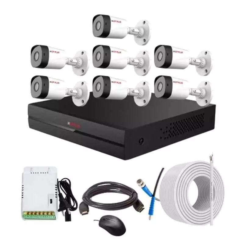 CP PLUS CCTV Combo Kit 2.4 MP Full HD Audio Indoor & Outdoor with 8 Channel DVR 7 Bullet Camera, 8 Channel SMPS, 70 m Copper Cable & Connectors