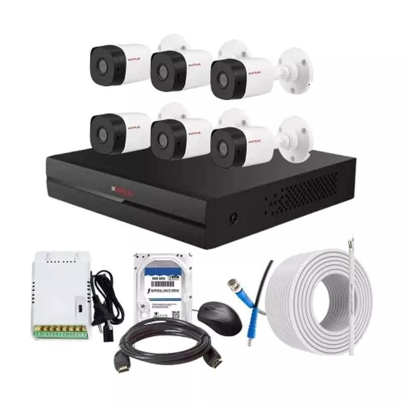 CP PLUS CCTV Combo Kit 2.4 MP Indoor & Outdoor with 8 Channel DVR, 6 Bullet Camera, 8 Channel SMPS, 70 m Copper Cable, 2TB HDD & Connectors